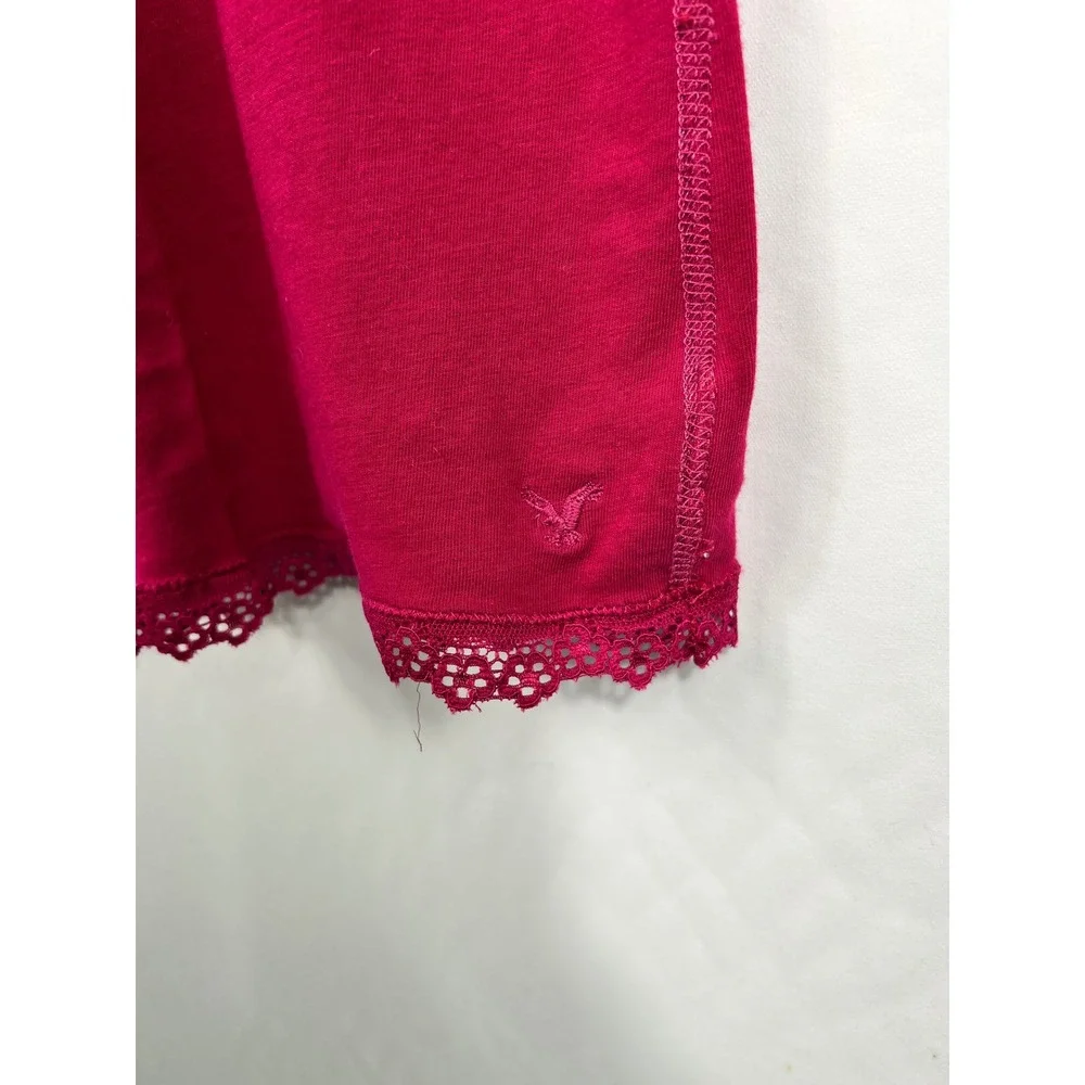 American Eagle Berry Red Lace Trim Camisole Tank Top Womens Size Medium - Picture 3 of 10